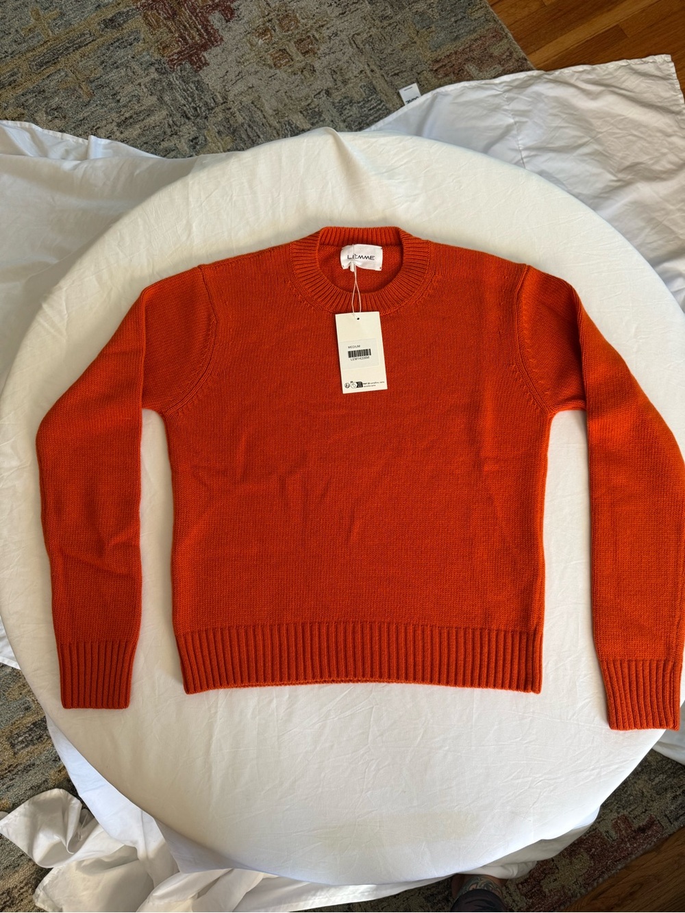 Lemme Women’s Bright Orange Crewneck Sweater Made in Italy Wool Blend NWT Size M